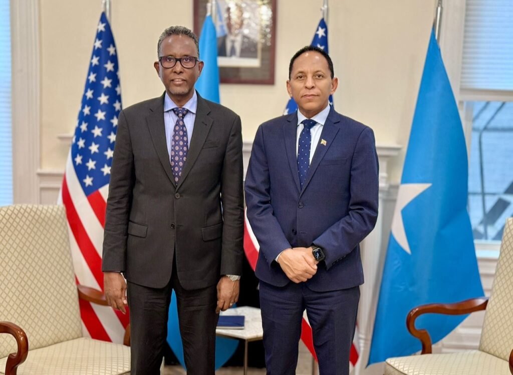 H.E. Charge’ d’Affaires Berhane Gebrehiwet with Amb. Dahir Hassan Abdi of Somalia