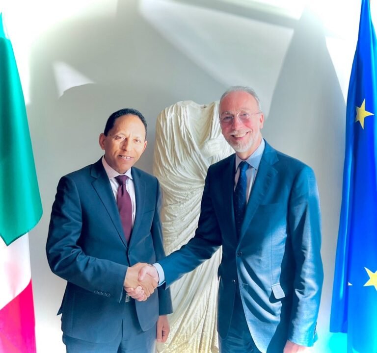 H.E. Charge’ d’Affaires Berhane Gebrehiwet with H.E. Charge’ d’Affaires Alessandro Gonzales of Italy
